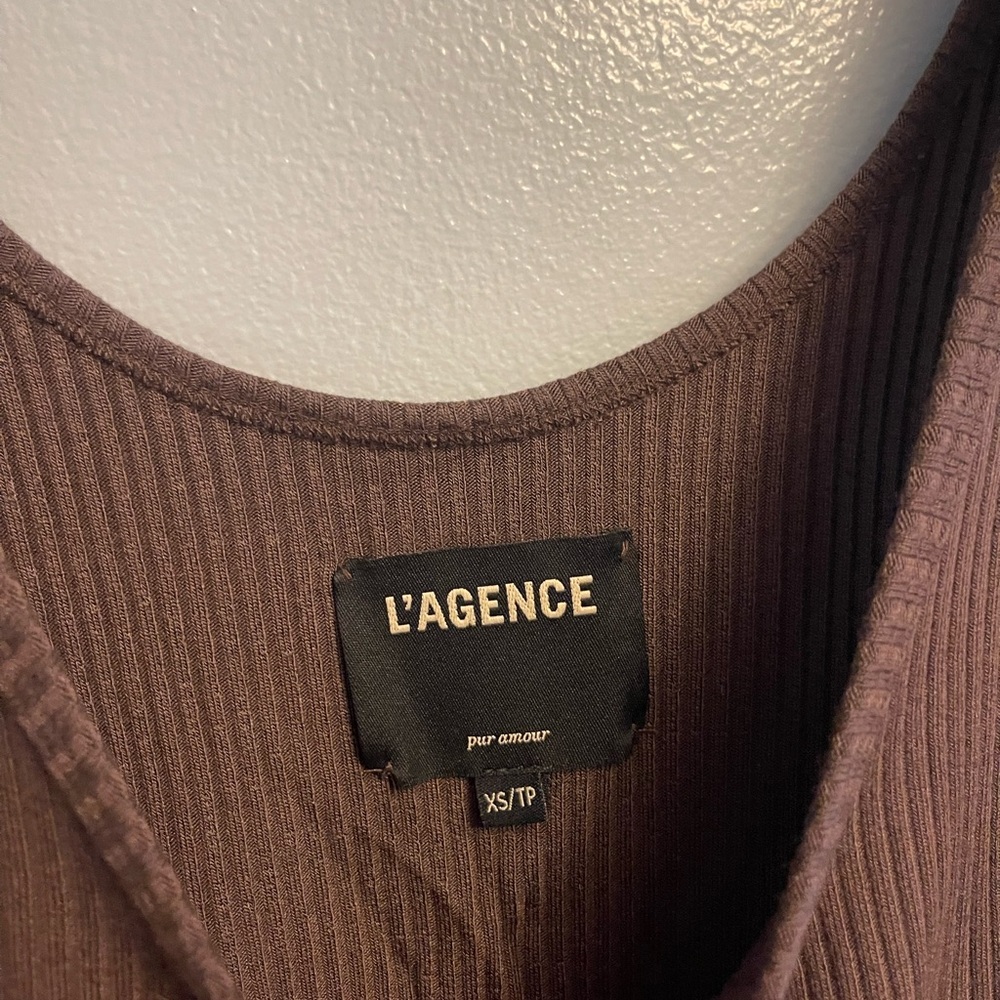 Set!! L'AGENCE Chocolate Ribbed Knit Top and pant